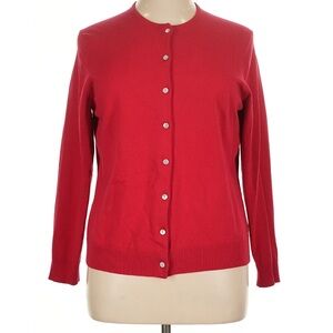 Lands End Longsleeve Button Front Cardigan Size Medium (10-12) NWT  Red